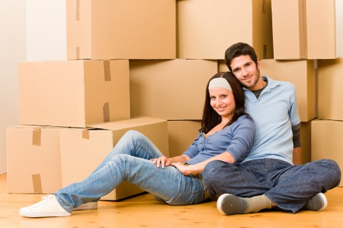 Preparing furniture for transport during a Mayfair relocation