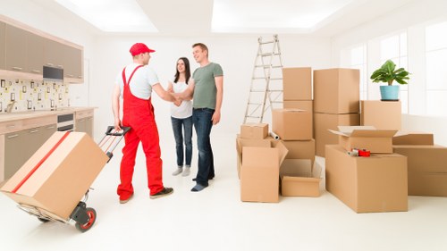 Packing boxes and moving supplies used by Mayfair removal companies